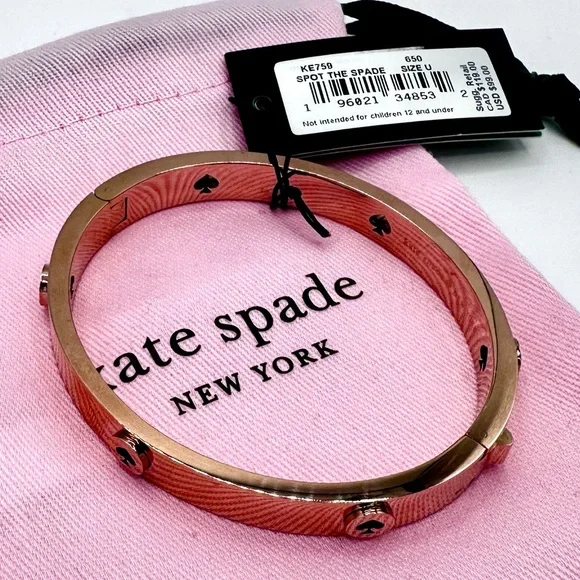 Kate Spade New York Gold Spot the Spade Hinged Bangle Bracelet NWT - Picture 2 of 5